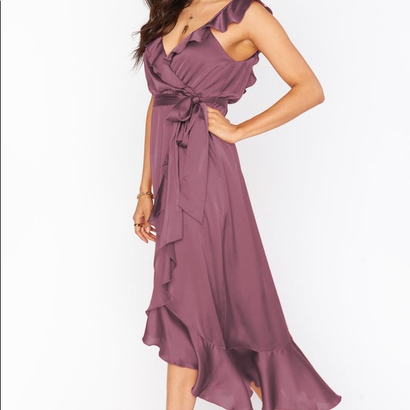 Show Me Your Mumu Samantha Ruffle Dress in Dusty Plum Size Small - Picture 2 of 7